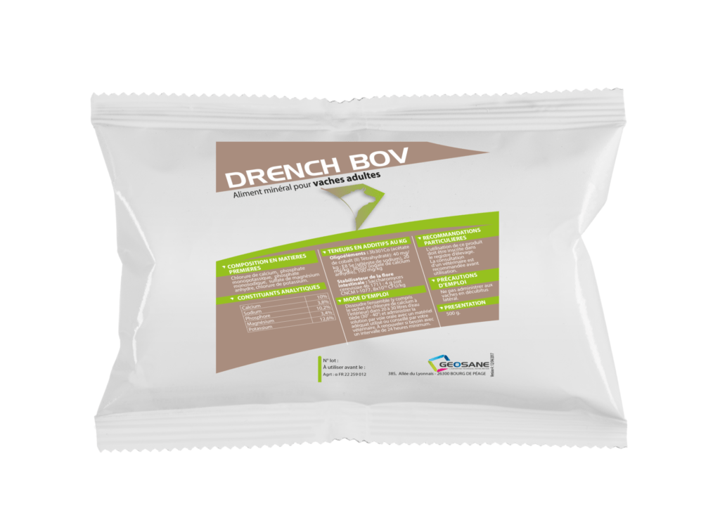 DRENCH BOV Sachet Géosane, spécialiste de la nutrition animale