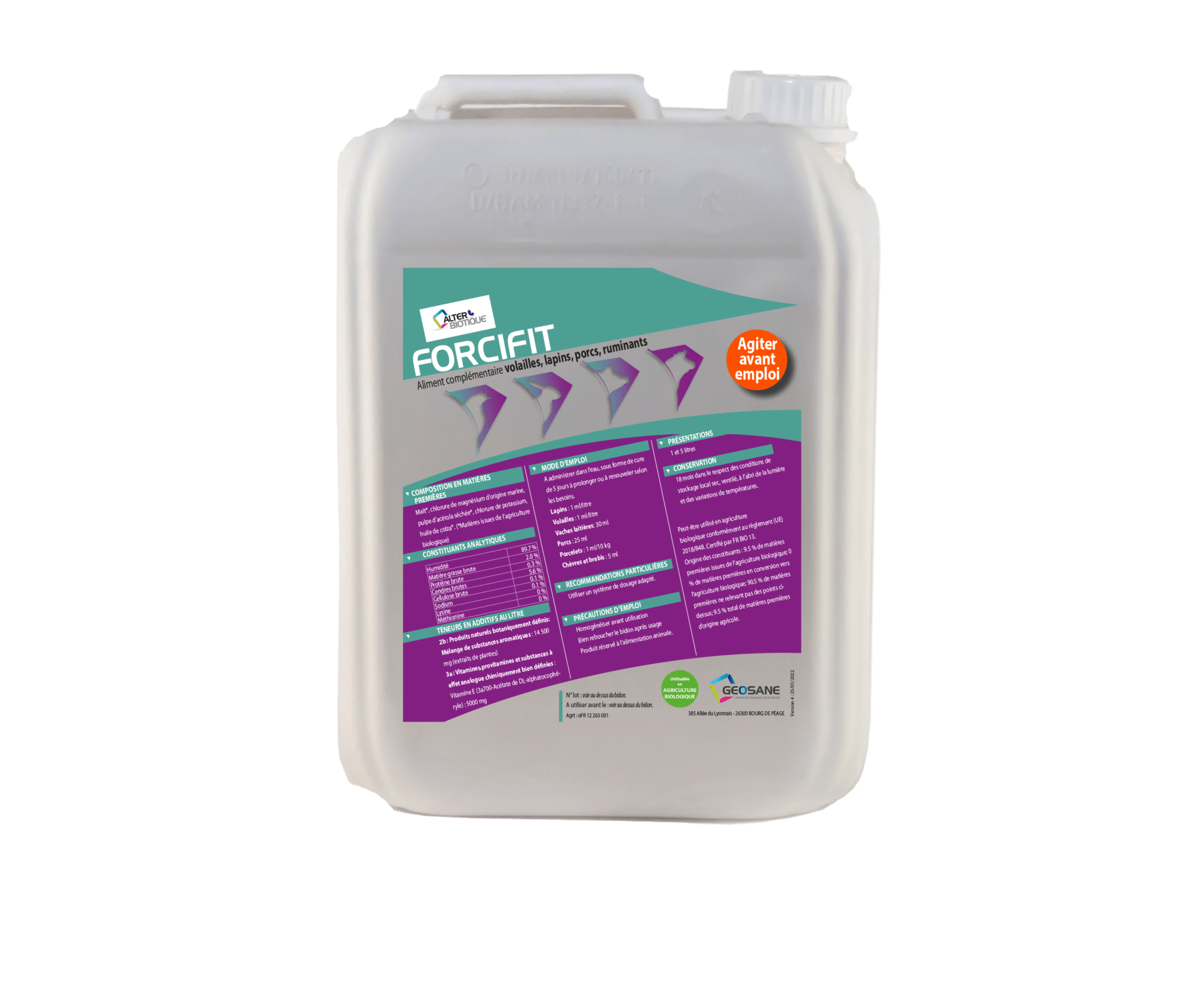 FORCI FIT Bd de 5 litres Géosane, spécialiste de la nutrition animale