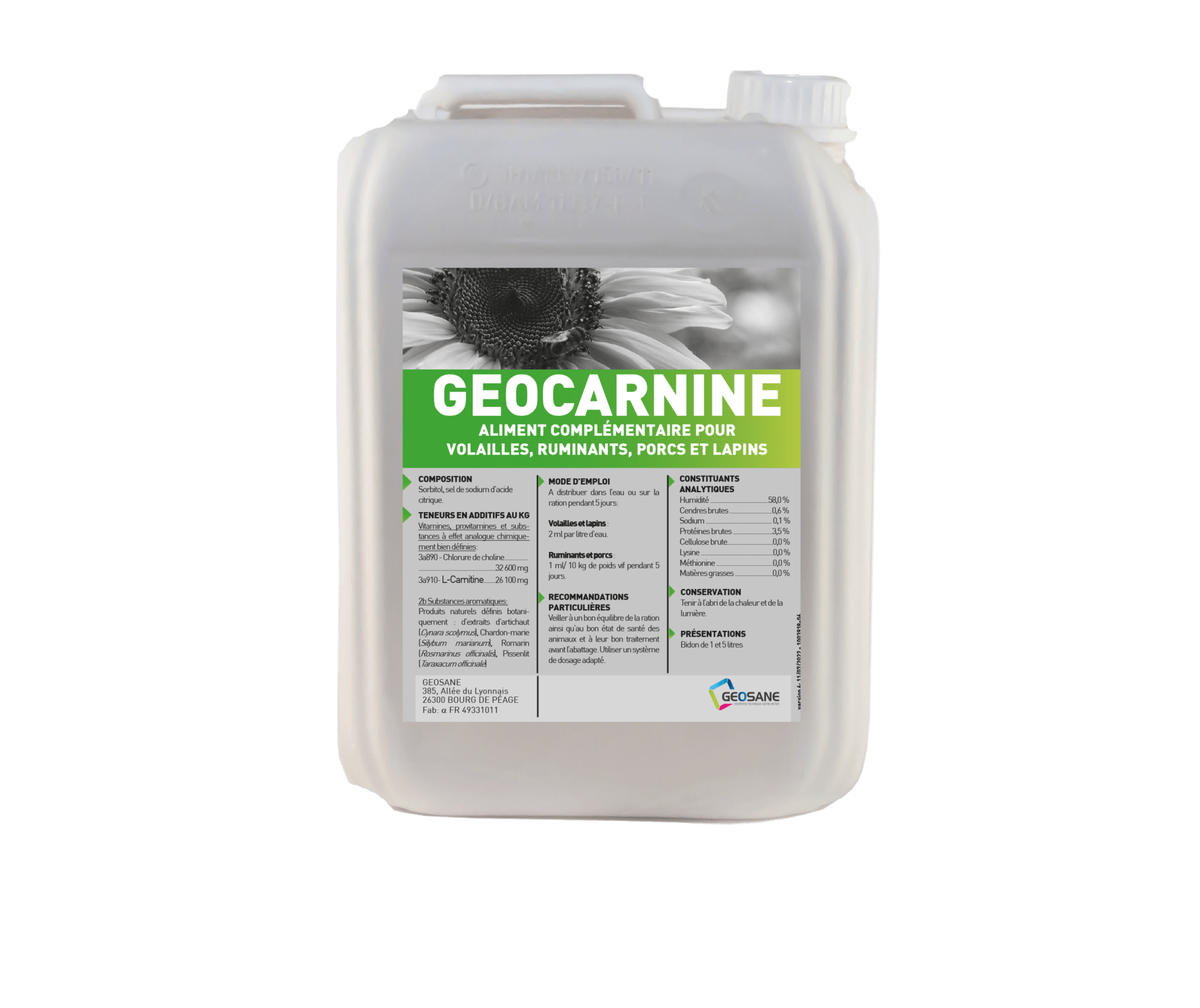 GEOCARNINE Bd de 5 L Géosane, spécialiste de la nutrition animale