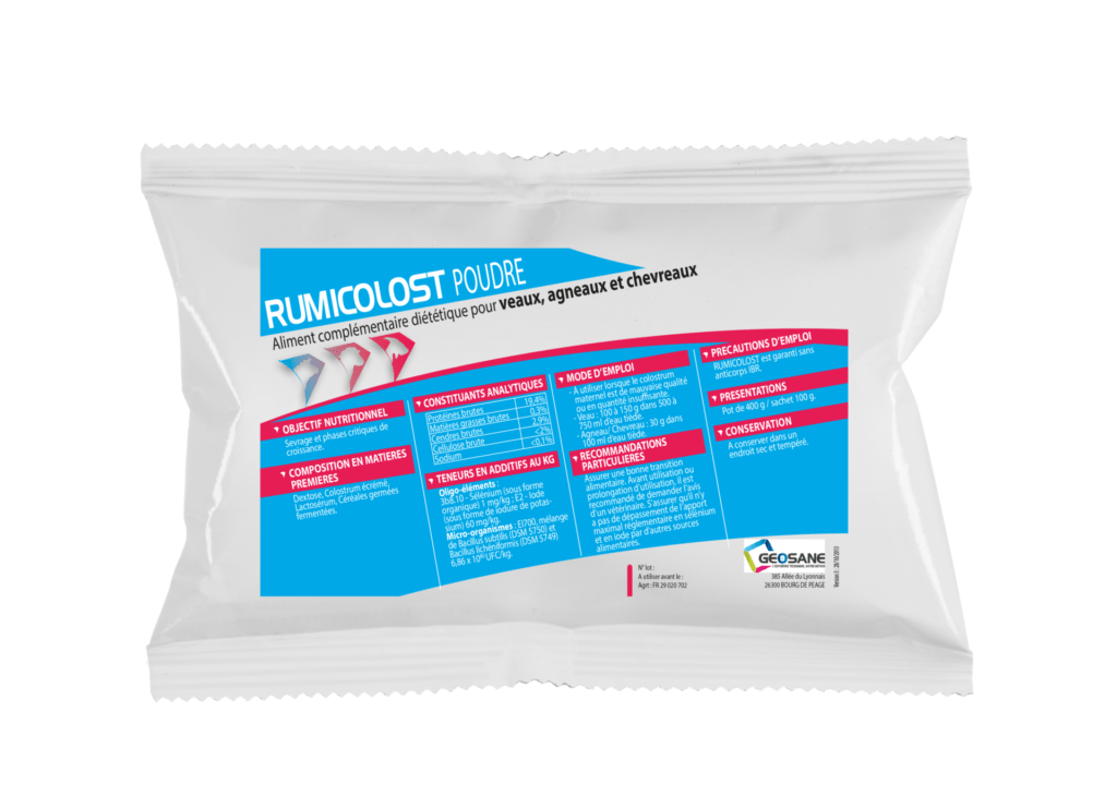 RUMICOLOST POUDRE SACHET Géosane, spécialiste de la nutrition animale