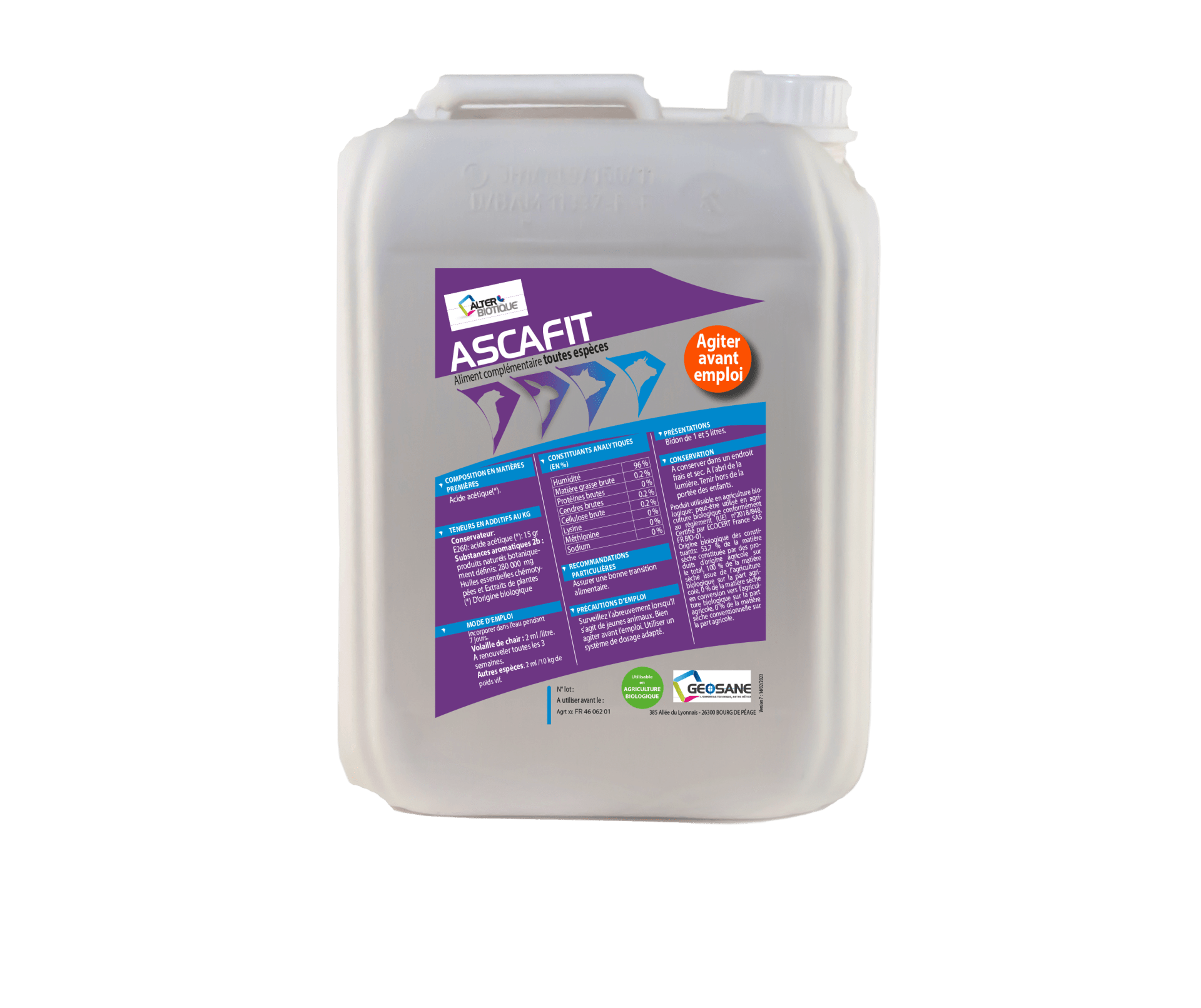 ASCAFIT ss fond Géosane, spécialiste de la nutrition animale
