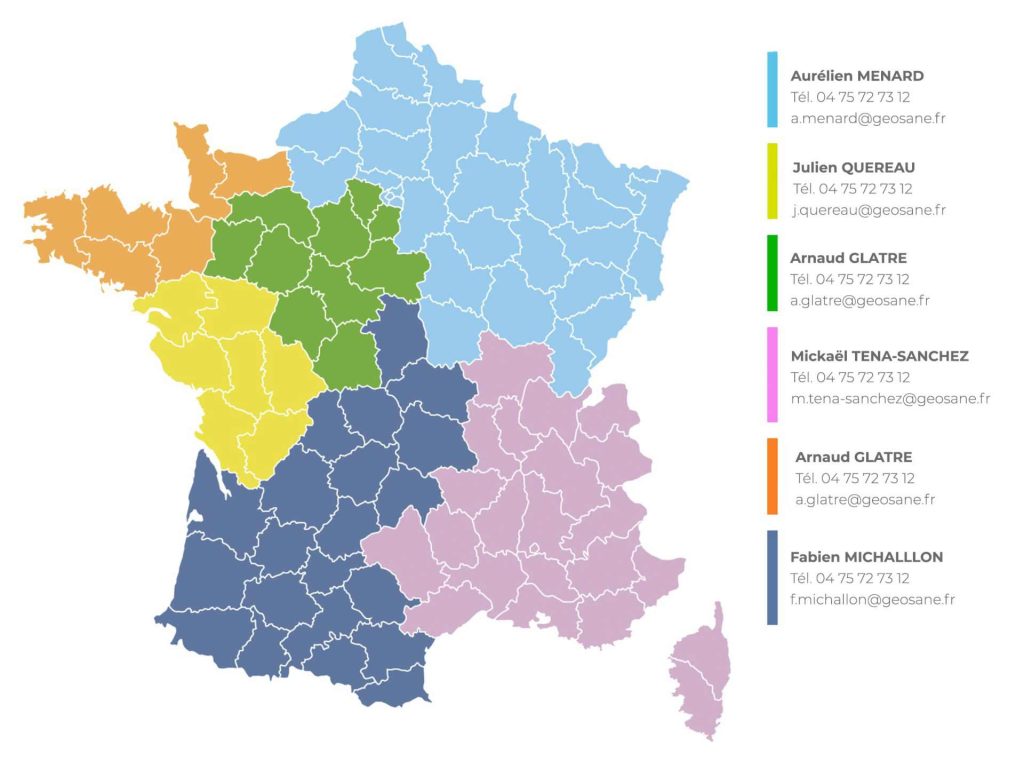 Carte technico-commercial Geosane en France